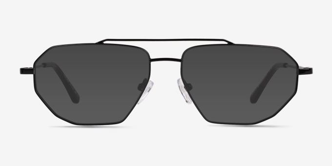 Foxtrot Shiny Black Tortoise MetalEyeglass Frames from EyeBuyDirect, with Tinted Lenses