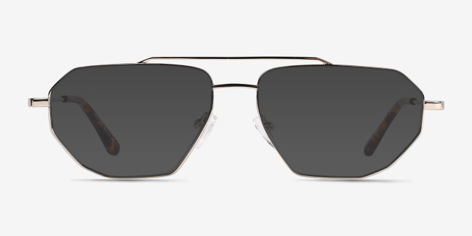 Foxtrot Shiny Gold Spotty Tortoise MetalEyeglass Frames from EyeBuyDirect, with Tinted Lenses