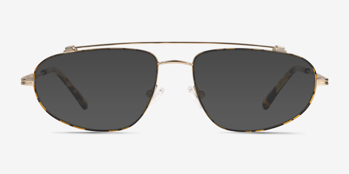 Uniform Satin Gold MetalEyeglass Frames from EyeBuyDirect, with Tinted Lenses