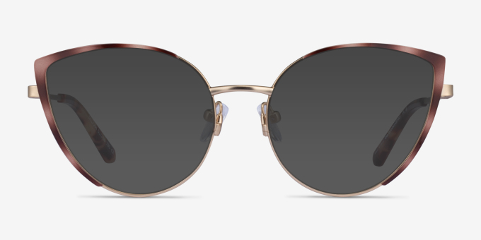 Delilah Matte Gold Tortoise MetalEyeglass Frames from EyeBuyDirect, with Tinted Lenses