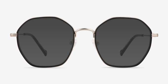 Frances Matte Silver Black MetalEyeglass Frames from EyeBuyDirect, with Tinted Lenses