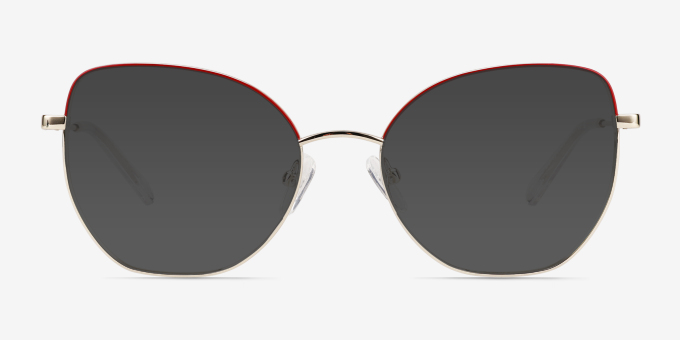 Desire Shiny Gold Red MetalEyeglass Frames from EyeBuyDirect, with Tinted Lenses