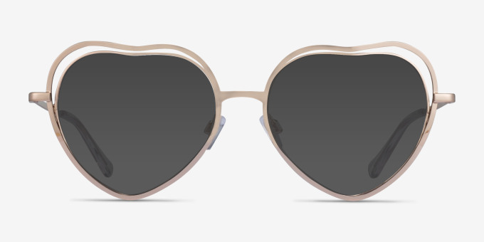 Philomena Shiny Gold MetalEyeglass Frames from EyeBuyDirect, with Tinted Lenses