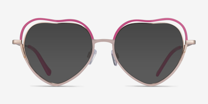 Philomena Pink Shiny Gold MetalEyeglass Frames from EyeBuyDirect, with Tinted Lenses