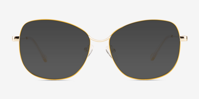 Maude Yellow Gold MetalEyeglass Frames from EyeBuyDirect, with Tinted Lenses