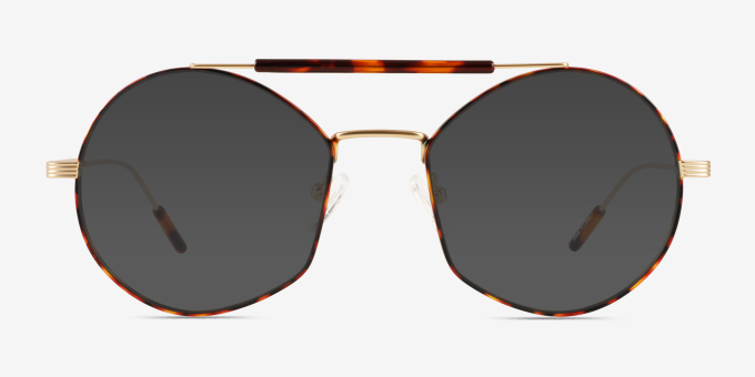 Art Tortoise Gold MetalEyeglass Frames from EyeBuyDirect, with Tinted Lenses