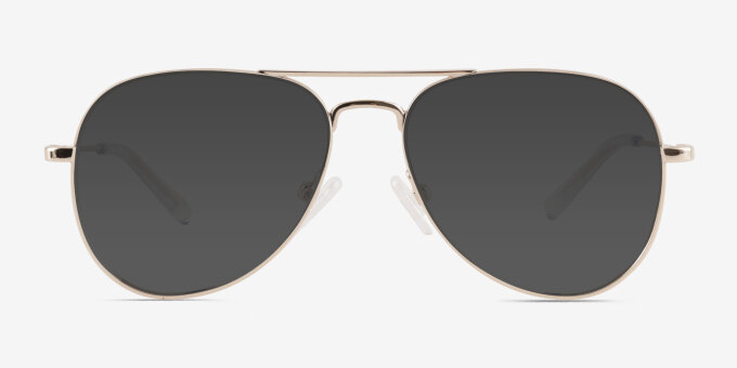 Buzz Shiny Gold MetalEyeglass Frames from EyeBuyDirect, with Tinted Lenses