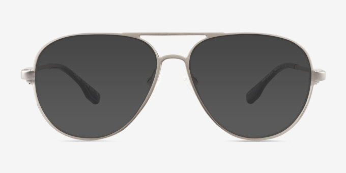 Torque Matte Silver Aluminium AlloyEyeglass Frames from EyeBuyDirect, with Tinted Lenses