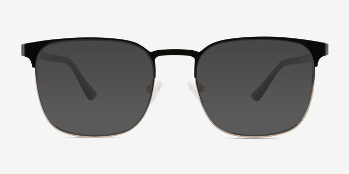 Whir Black Silver MetalEyeglass Frames from EyeBuyDirect, with Tinted Lenses