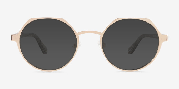 Jet Shiny Gold Black MetalEyeglass Frames from EyeBuyDirect, with Tinted Lenses