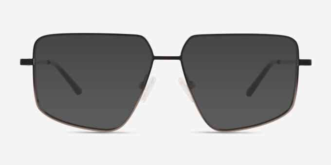 Wyatt Black Matte Gunmetal MetalEyeglass Frames from EyeBuyDirect, with Tinted Lenses