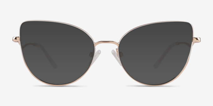 Lee White Rose Gold MetalEyeglass Frames from EyeBuyDirect, with Tinted Lenses
