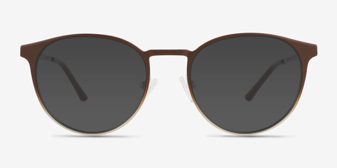 Jayce Matte Brown MetalEyeglass Frames from EyeBuyDirect, with Tinted Lenses