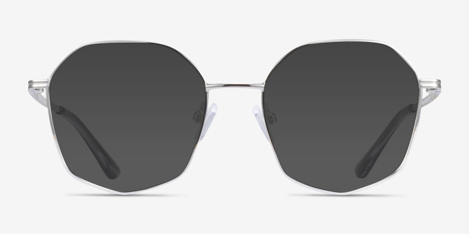 Redford Silver MetalEyeglass Frames from EyeBuyDirect, with Tinted Lenses