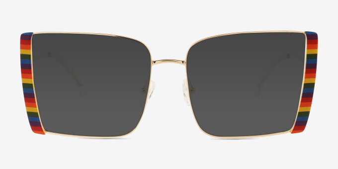 Stay True Gold Rainbow MetalEyeglass Frames from EyeBuyDirect, with Tinted Lenses