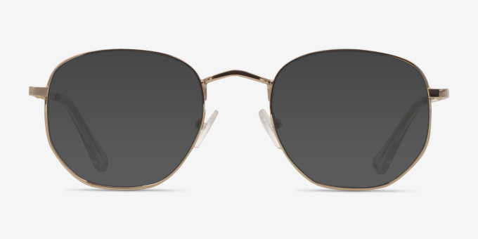 Brooks Gold Clear MetalEyeglass Frames from EyeBuyDirect, with Tinted Lenses