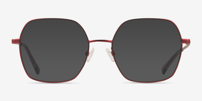 Kacy Red MetalEyeglass Frames from EyeBuyDirect, with Tinted Lenses