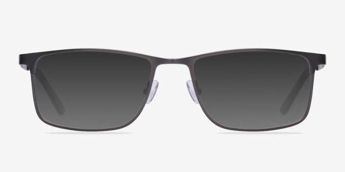 Clinton Gunmetal MetalEyeglass Frames from EyeBuyDirect, with Tinted Lenses