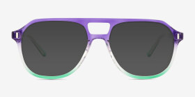 Make Change Purple Green Plastique Montures de lunettes de vue d'EyeBuyDirect, with Tinted Lenses