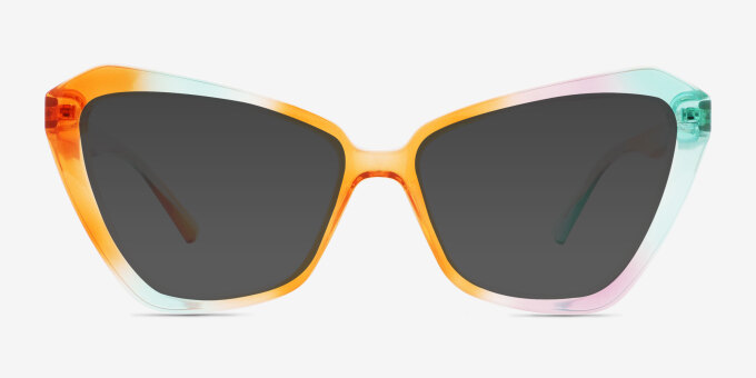 Rise Up Rainbow Orange PlasticEyeglass Frames from EyeBuyDirect, with Tinted Lenses
