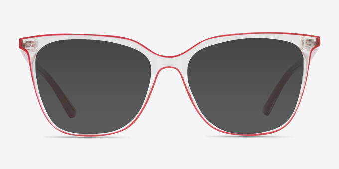 Farina Red Clear PlastiqueMontures de lunettes de vue d'EyeBuyDirect, Avec des Verres Teintés