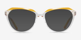 Graeme Clear Yellow Plastique Montures de lunettes de vue d'EyeBuyDirect, with Tinted Lenses