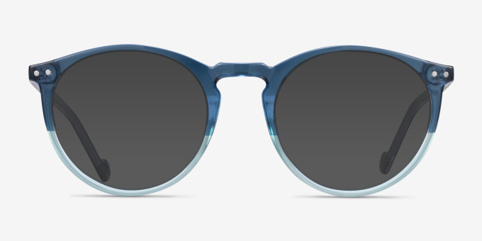 Rodina Blue PlasticEyeglass Frames from EyeBuyDirect, with Tinted Lenses
