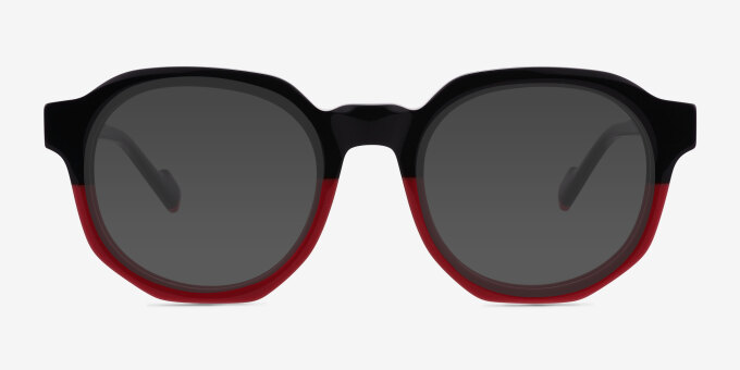 Vesper Black Red AcetateEyeglass Frames from EyeBuyDirect, with Tinted Lenses
