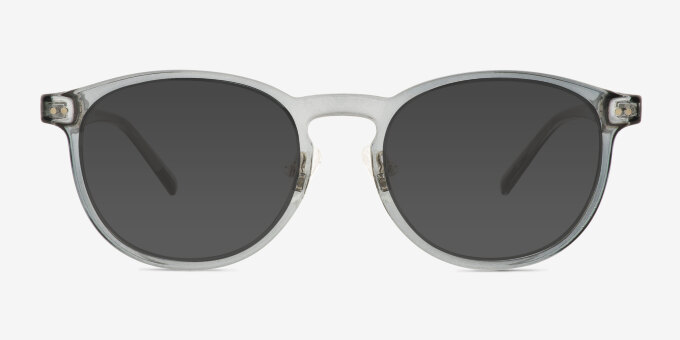 Whoosh Gray Green PlasticEyeglass Frames from EyeBuyDirect, with Tinted Lenses
