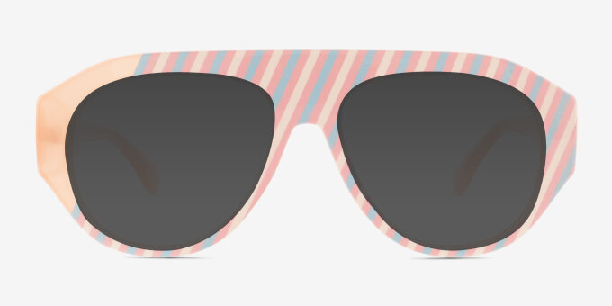 Just Be Striped Pink PlasticEyeglass Frames from EyeBuyDirect, with Tinted Lenses