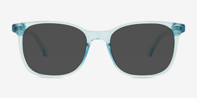 Hopper Clear Blue PlasticEyeglass Frames from EyeBuyDirect, with Tinted Lenses