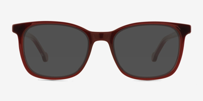 Hopper Clear Red PlasticEyeglass Frames from EyeBuyDirect, with Tinted Lenses