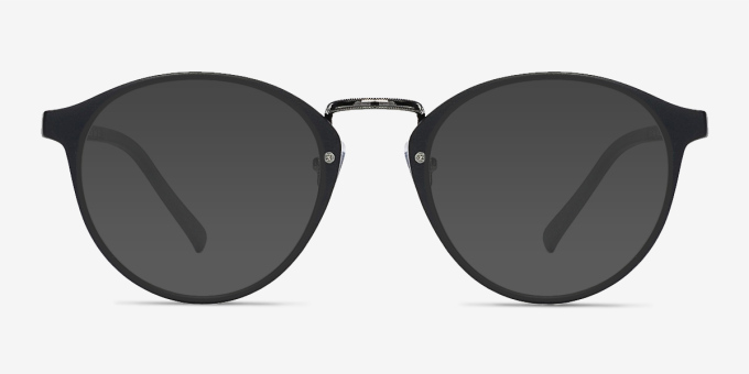 Chillax Matte Black & Gunmetal MétalMontures de lunettes de vue d'EyeBuyDirect, Avec des Verres Teintés