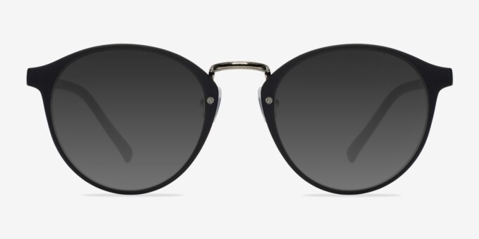 Chillax Matte Black & Silver MetalEyeglass Frames from EyeBuyDirect, with Tinted Lenses