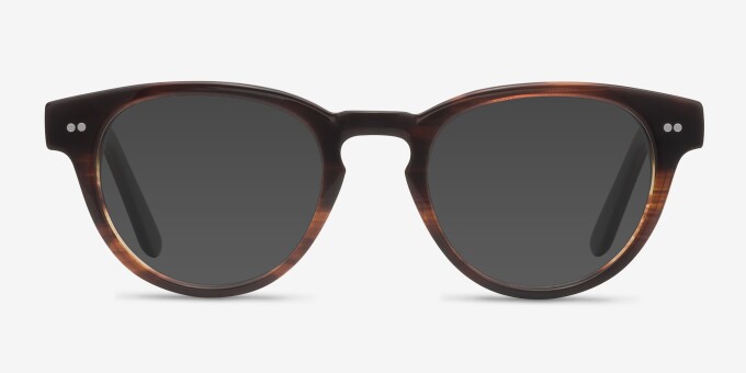 Oversea Brown Striped AcetateEyeglass Frames from EyeBuyDirect, with Tinted Lenses
