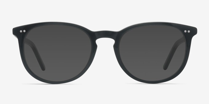 Aura Jet Black AcetateEyeglass Frames from EyeBuyDirect, with Tinted Lenses