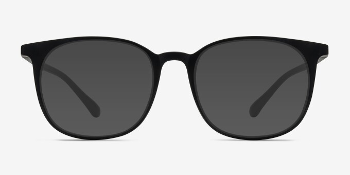 Cheer Matte Black PlasticEyeglass Frames from EyeBuyDirect, with Tinted Lenses
