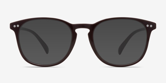 Record Dark Red PlasticEyeglass Frames from EyeBuyDirect, with Tinted Lenses