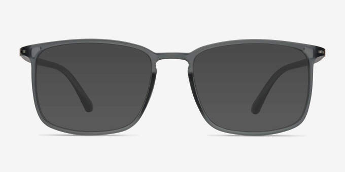 Structure Clear Gray PlasticEyeglass Frames from EyeBuyDirect, with Tinted Lenses