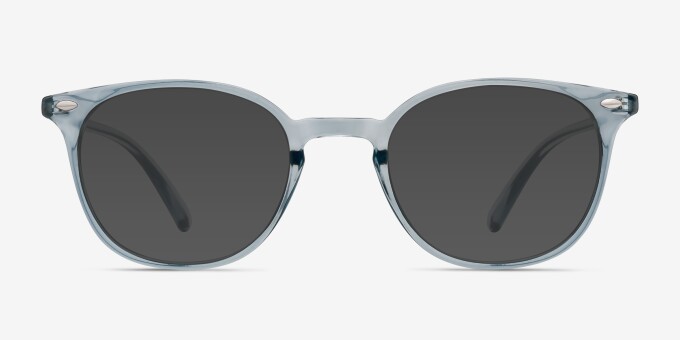 Hubris Clear Blue PlasticEyeglass Frames from EyeBuyDirect, with Tinted Lenses