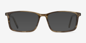 Crane Brown Striped Acétate Montures de lunettes de vue d'EyeBuyDirect, with Tinted Lenses