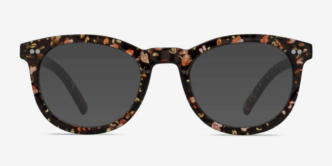 Solar Black Floral PlasticEyeglass Frames from EyeBuyDirect, with Tinted Lenses