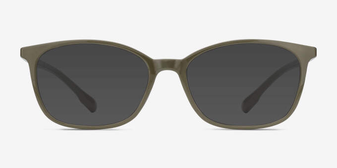 Glider Olive Green PlasticEyeglass Frames from EyeBuyDirect, with Tinted Lenses