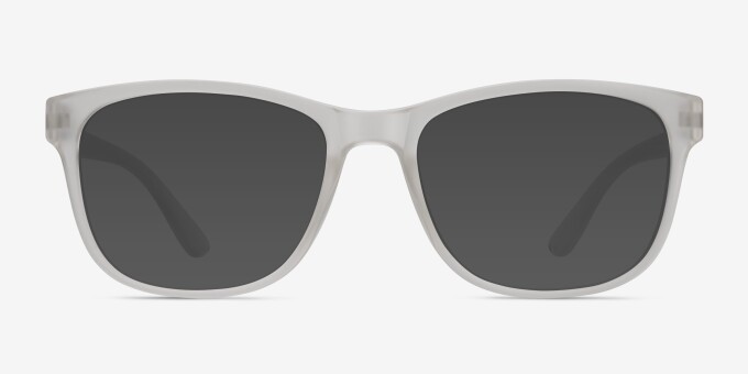 Milo Frosted Clear PlasticEyeglass Frames from EyeBuyDirect, with Tinted Lenses