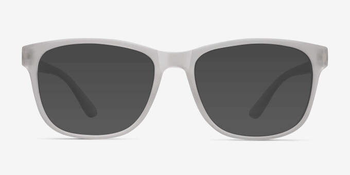 Milo Frosted Clear PlasticEyeglass Frames from EyeBuyDirect, with Tinted Lenses