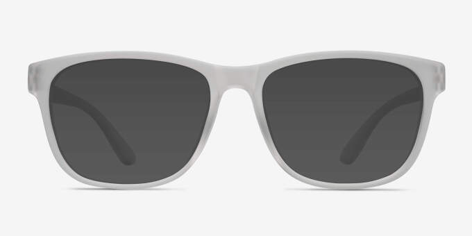 Milo Frosted Clear PlasticEyeglass Frames from EyeBuyDirect, with Tinted Lenses