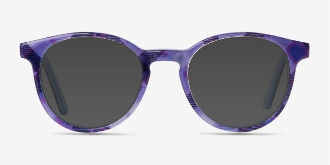 Lariat Purple Striped AcetateEyeglass Frames from EyeBuyDirect, with Tinted Lenses