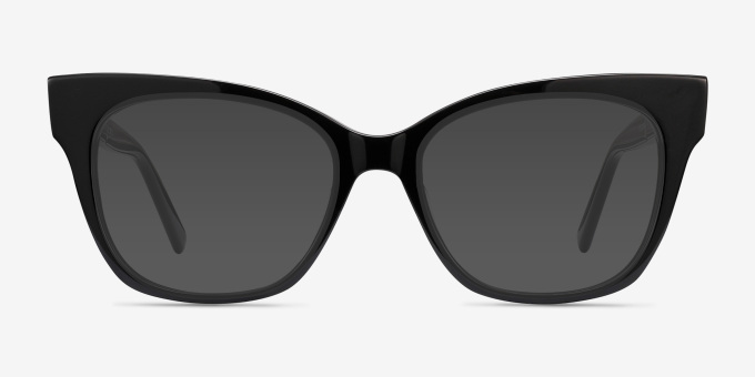 Cachet Black AcetateEyeglass Frames from EyeBuyDirect, with Tinted Lenses