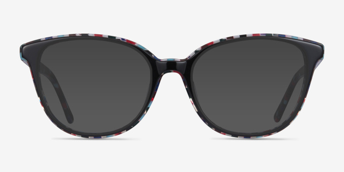 Pixels Black Floral AcétateMontures de lunettes de vue d'EyeBuyDirect, Avec des Verres Teintés