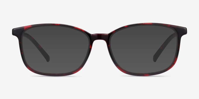 Median Red Floral PlasticEyeglass Frames from EyeBuyDirect, with Tinted Lenses